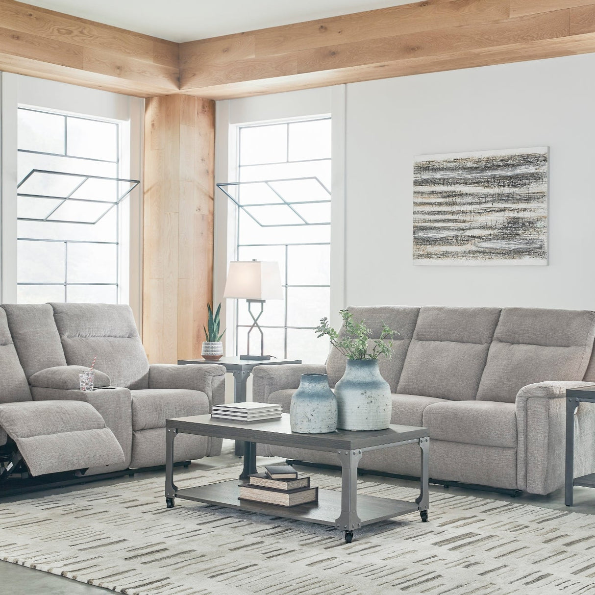 Sofa en tissu gris motorisé - Barnsana
