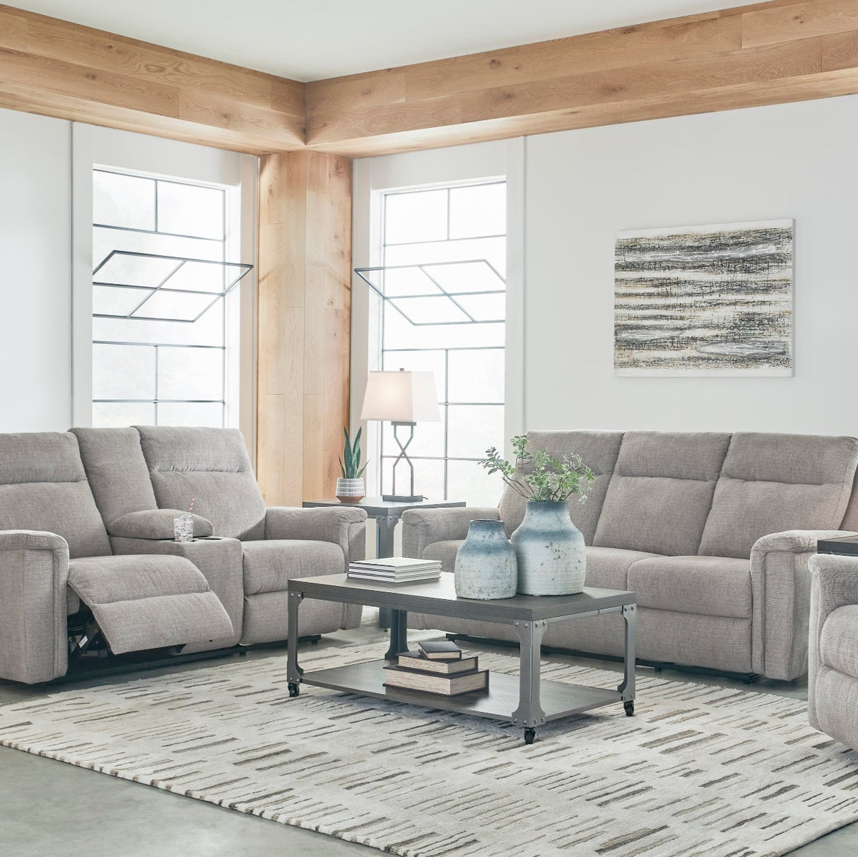 Sofa en tissu gris motorisé - Barnsana