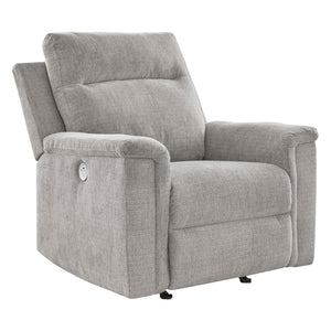 Fauteuil en tissu gris pâle berçant et motorisé - Barnsana