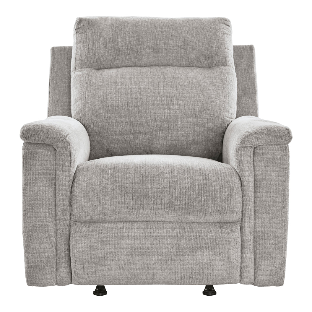 Fauteuil en tissu gris pâle berçant et motorisé - Barnsana
