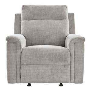Fauteuil en tissu gris pâle berçant et motorisé - Barnsana