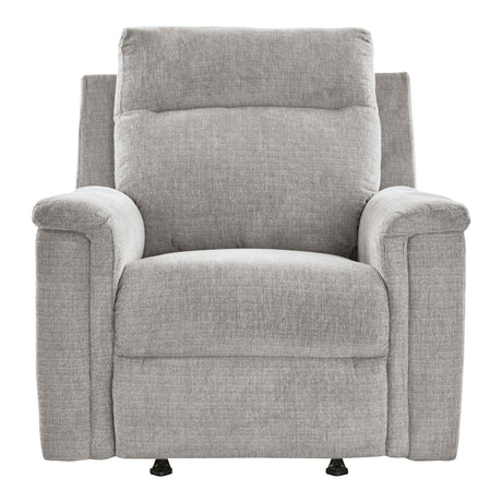 Fauteuil en tissu gris pâle berçant et motorisé - Barnsana
