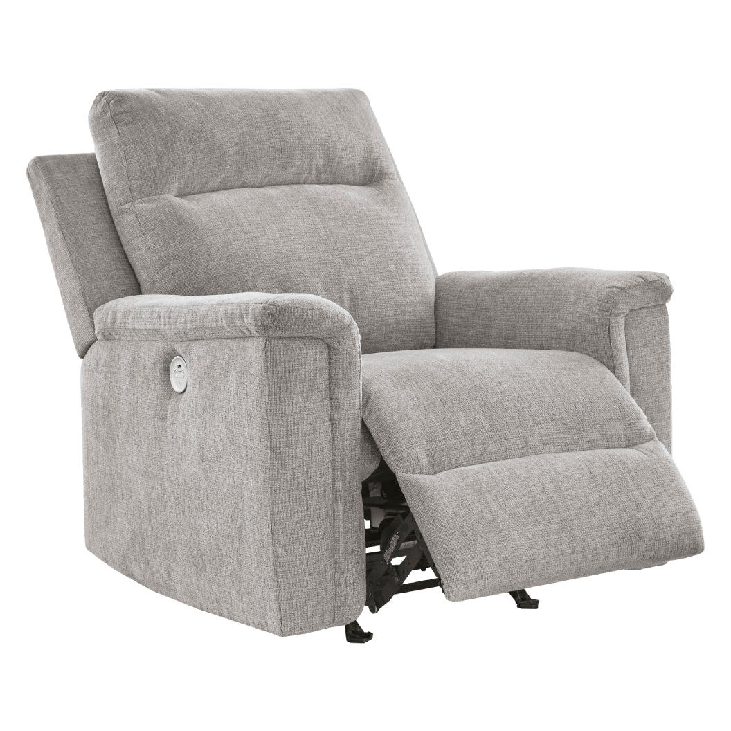 Fauteuil en tissu gris pâle berçant et motorisé - Barnsana