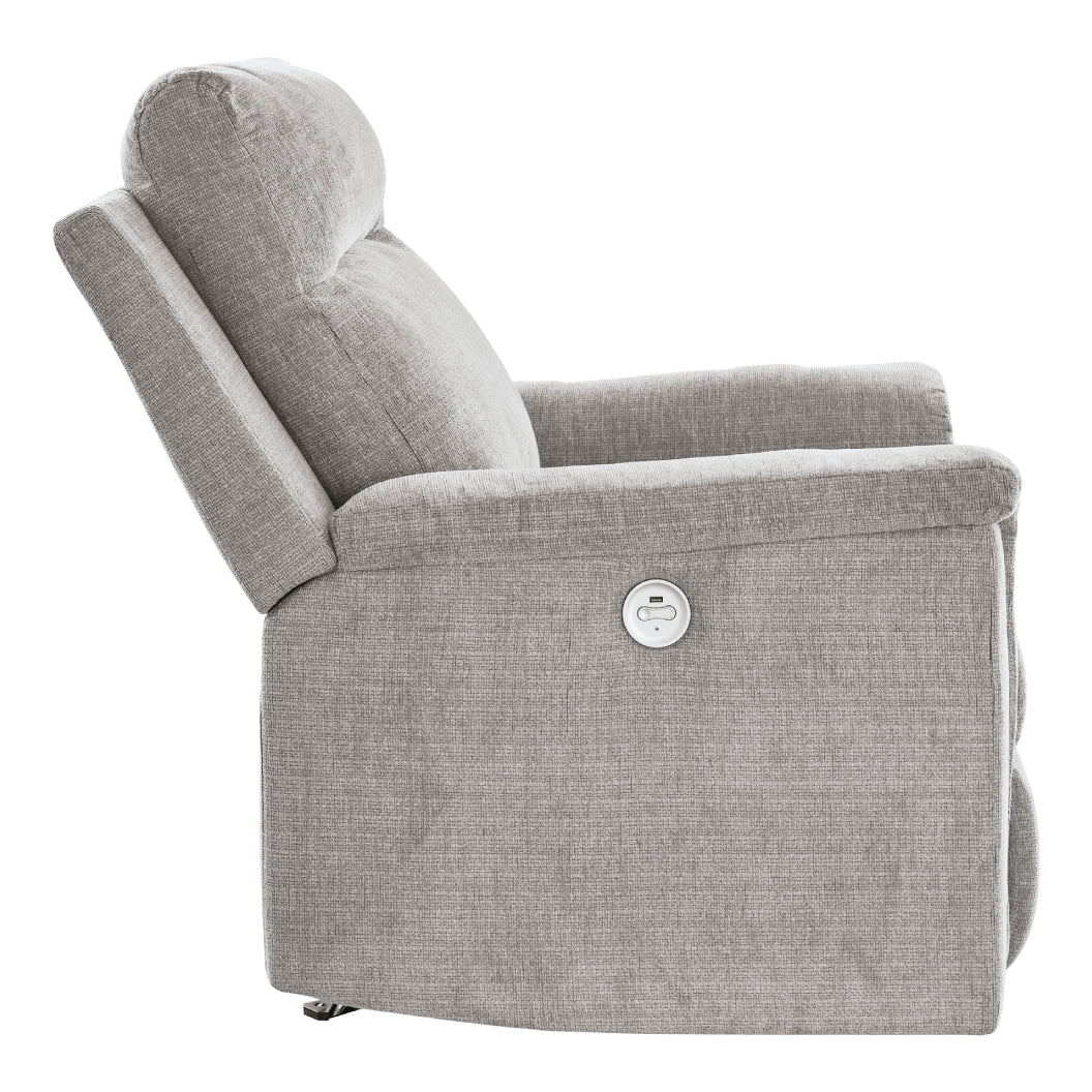 Fauteuil en tissu gris pâle berçant et motorisé - Barnsana