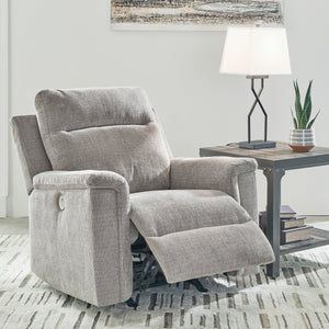 Fauteuil en tissu gris pâle berçant et motorisé - Barnsana