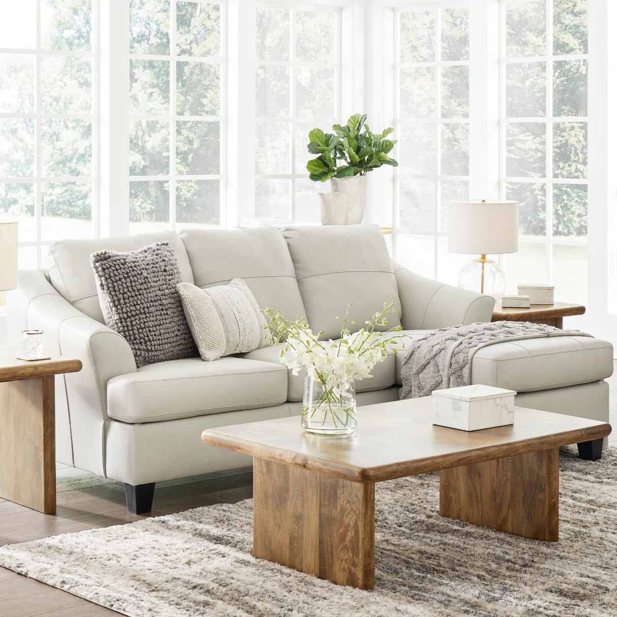 Sofa en cuir avec chaise longue - Genoa