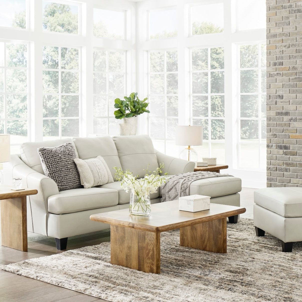 Sofa en cuir avec chaise longue - Genoa