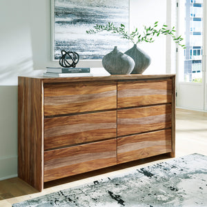 Bureau à 6 tiroirs en bois naturel - Dressonni