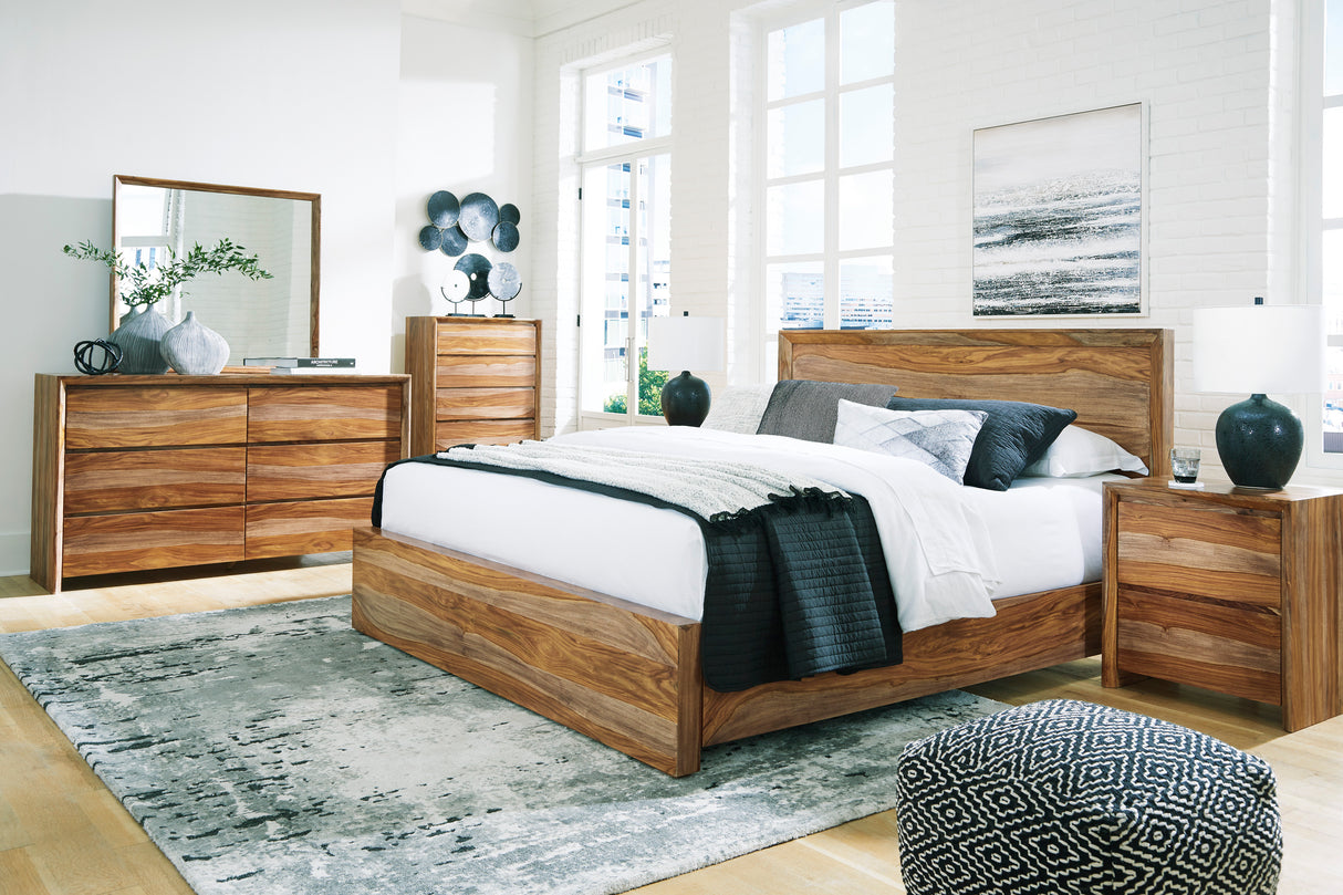Bureau à 6 tiroirs en bois naturel - Dressonni