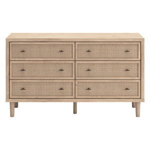 Bureau à 6 tiroirs en bois et placage beige - Cielden