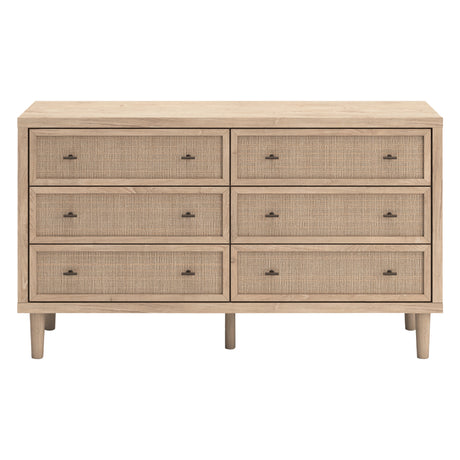 Bureau à 6 tiroirs en bois et placage beige - Cielden