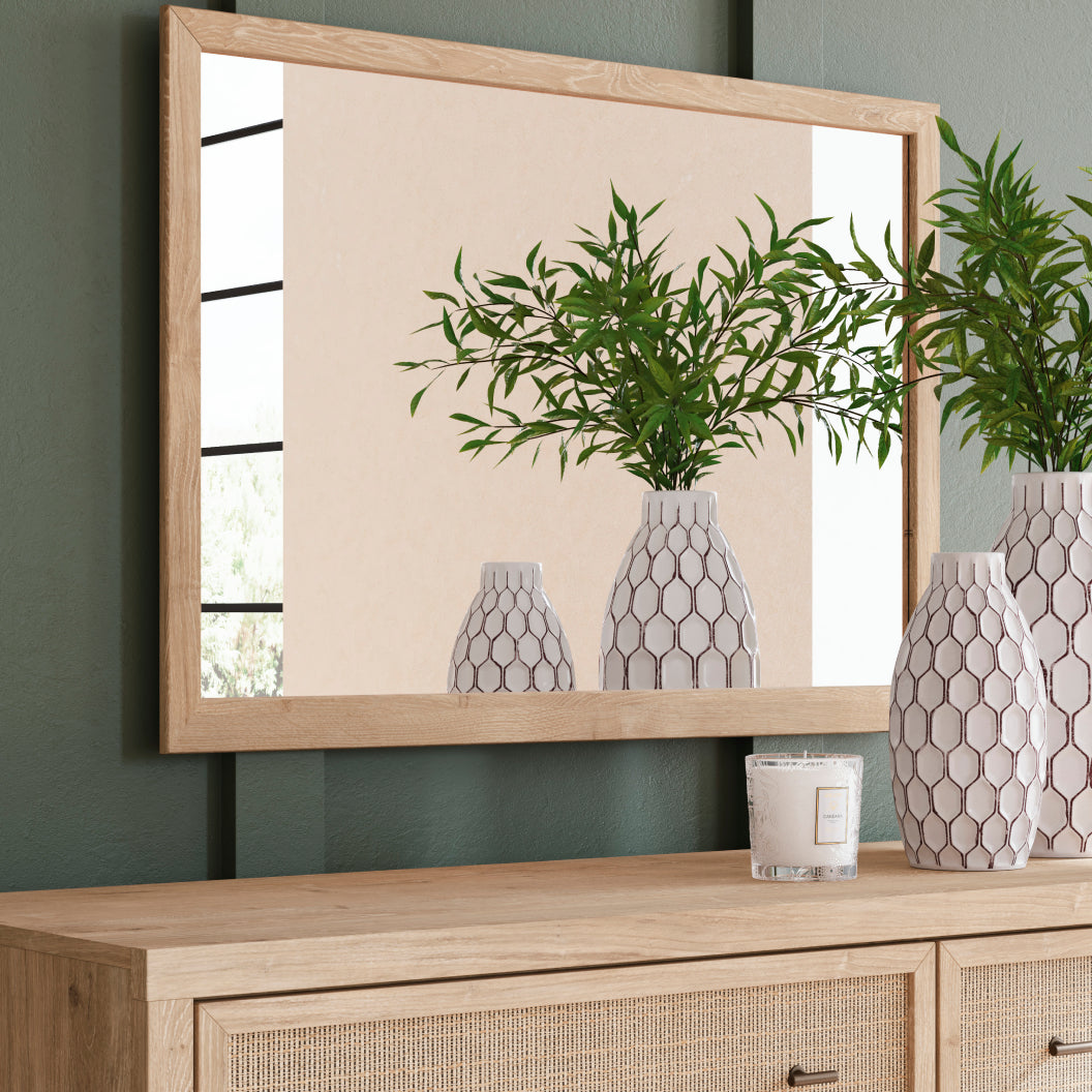 Miroir de bureau en bois/placage beige - Cielden