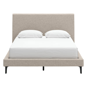 Lit complet rembourré en tissu gris pâle à profil bas Double / Grand / Très grand - Cielden