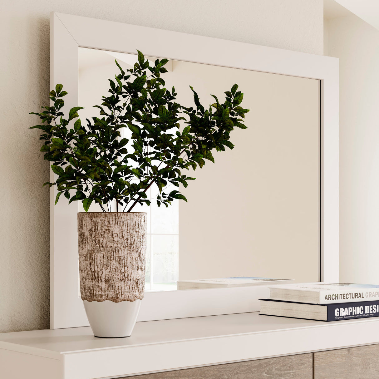 Miroir de bureau en bois et placage blanc - Charbitt