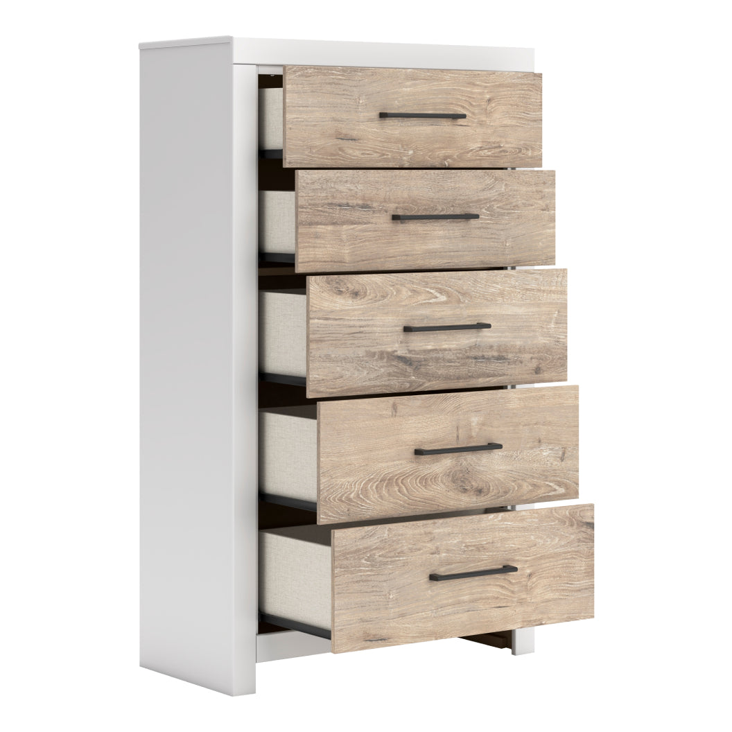 Commode à 5 tiroirs en bois bicolore - Charbitt
