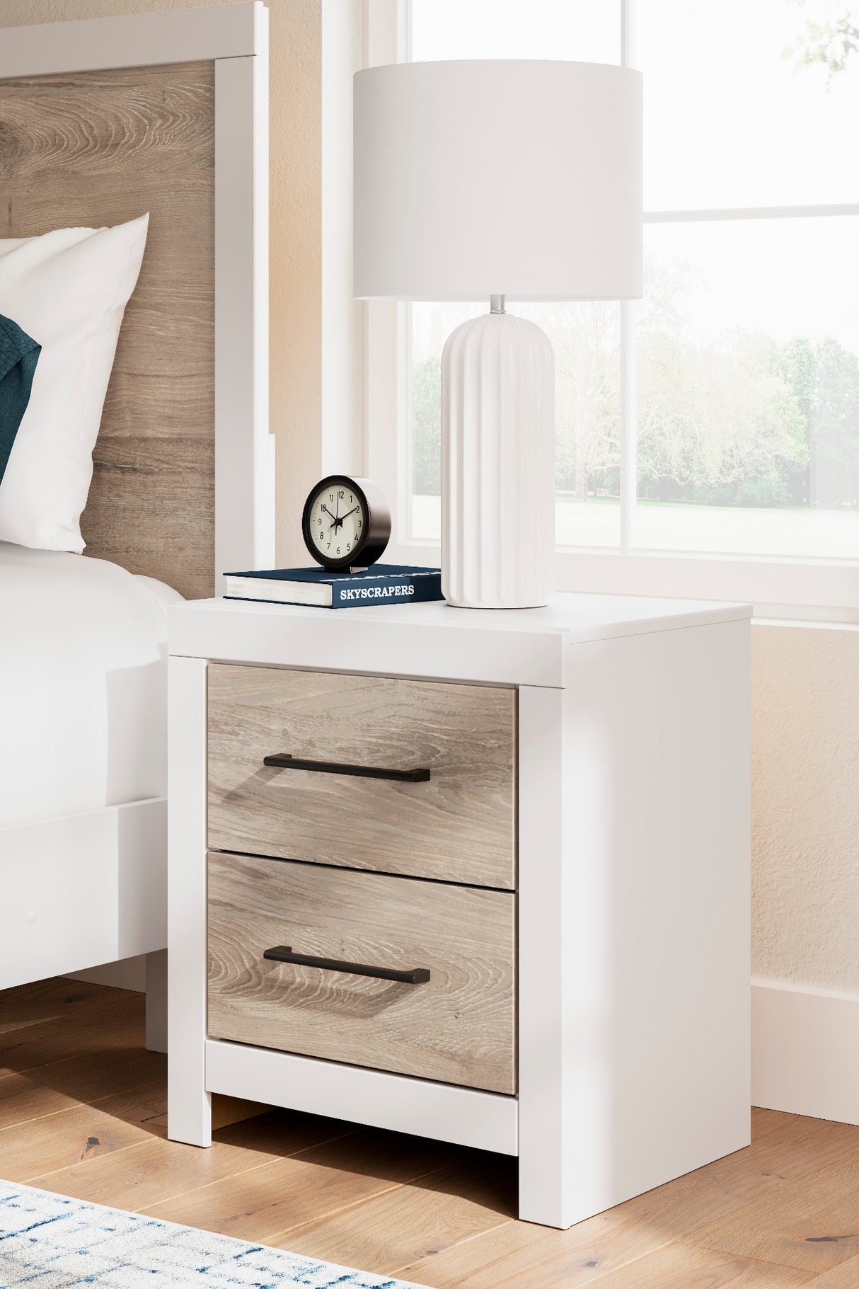 Table de chevet Blanc et bois naturel - Charbitt