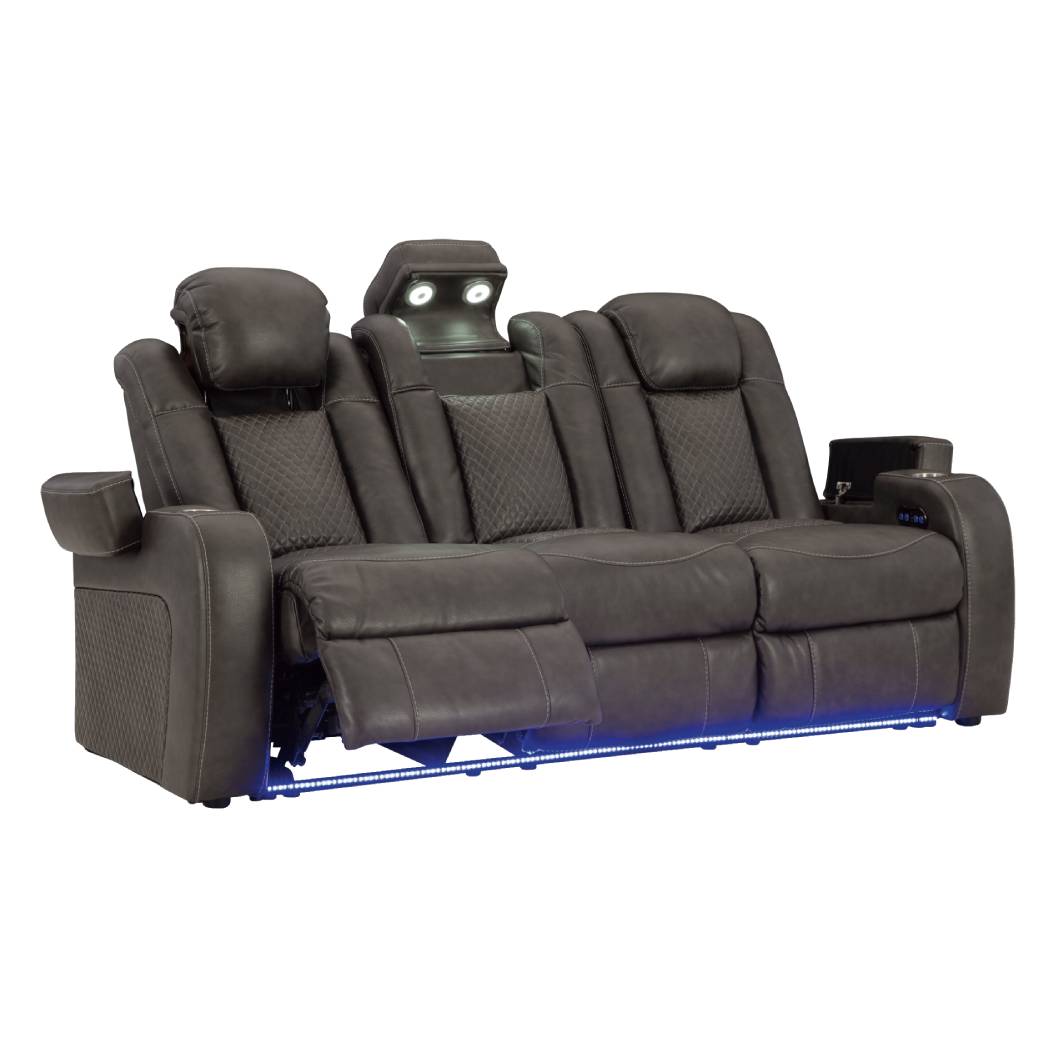 Sofa aspect cuir gris motorisé - Mountainous