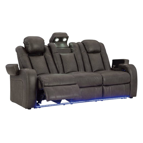 Sofa inclinable motorisé aspect cuir gris - Mountainous