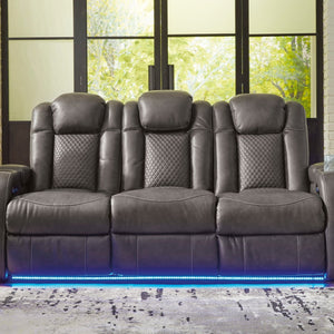 Sofa aspect cuir gris motorisé - Mountainous