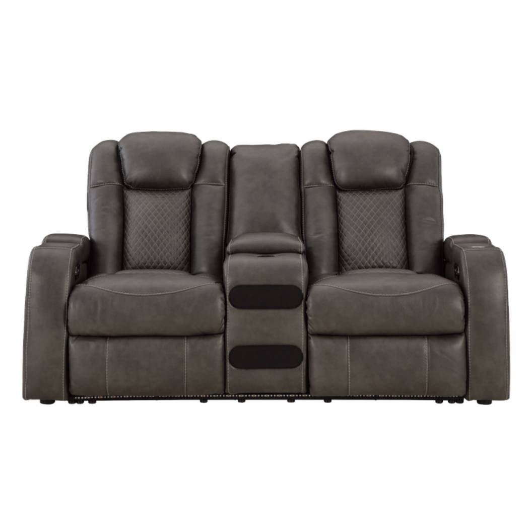 Causeuse aspect cuir gris motorisée avec console - Mountainous
