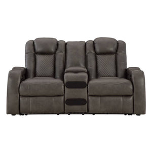 Causeuse aspect cuir gris motorisée avec console - Mountainous
