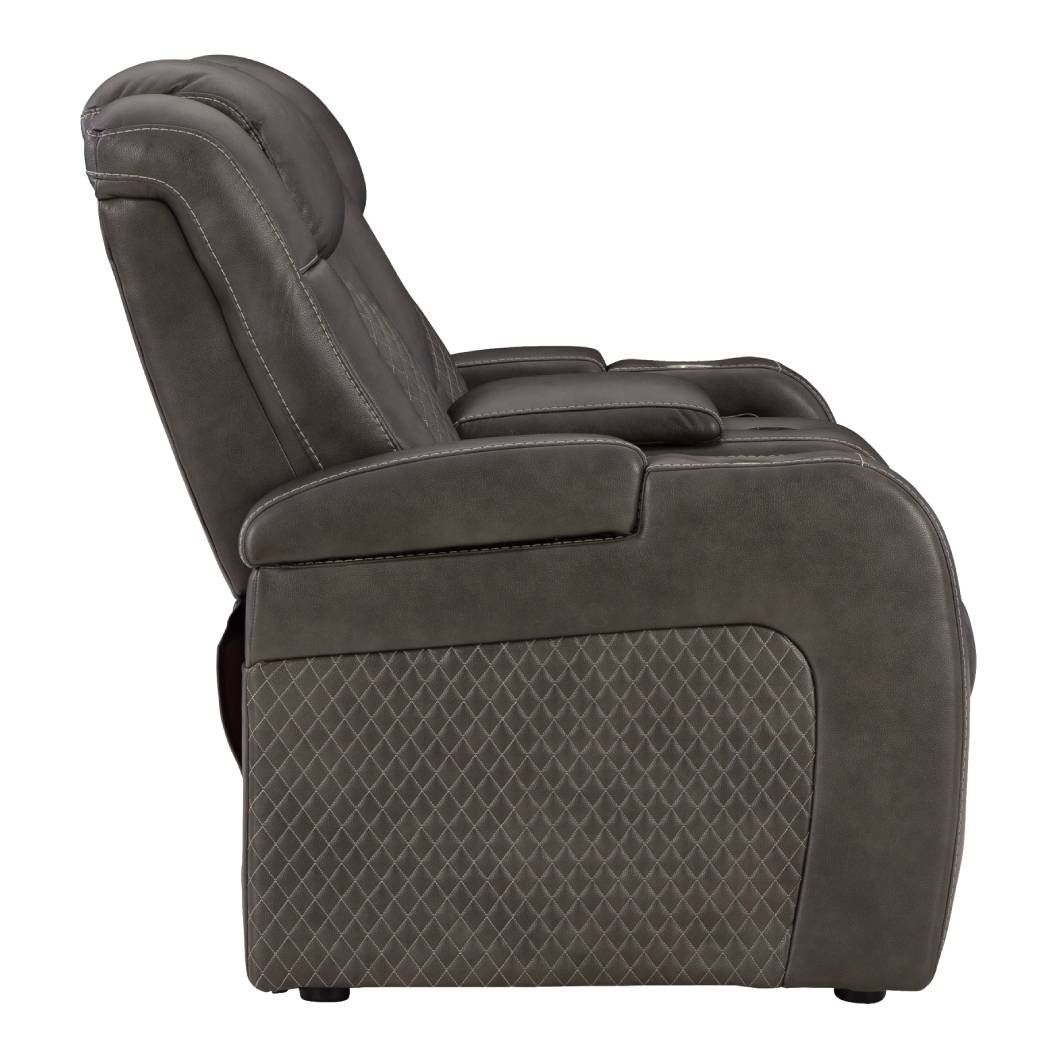 Causeuse aspect cuir gris motorisée avec console - Mountainous