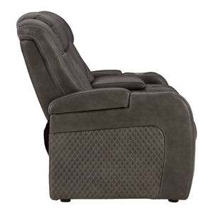 Causeuse aspect cuir gris motorisée avec console - Mountainous
