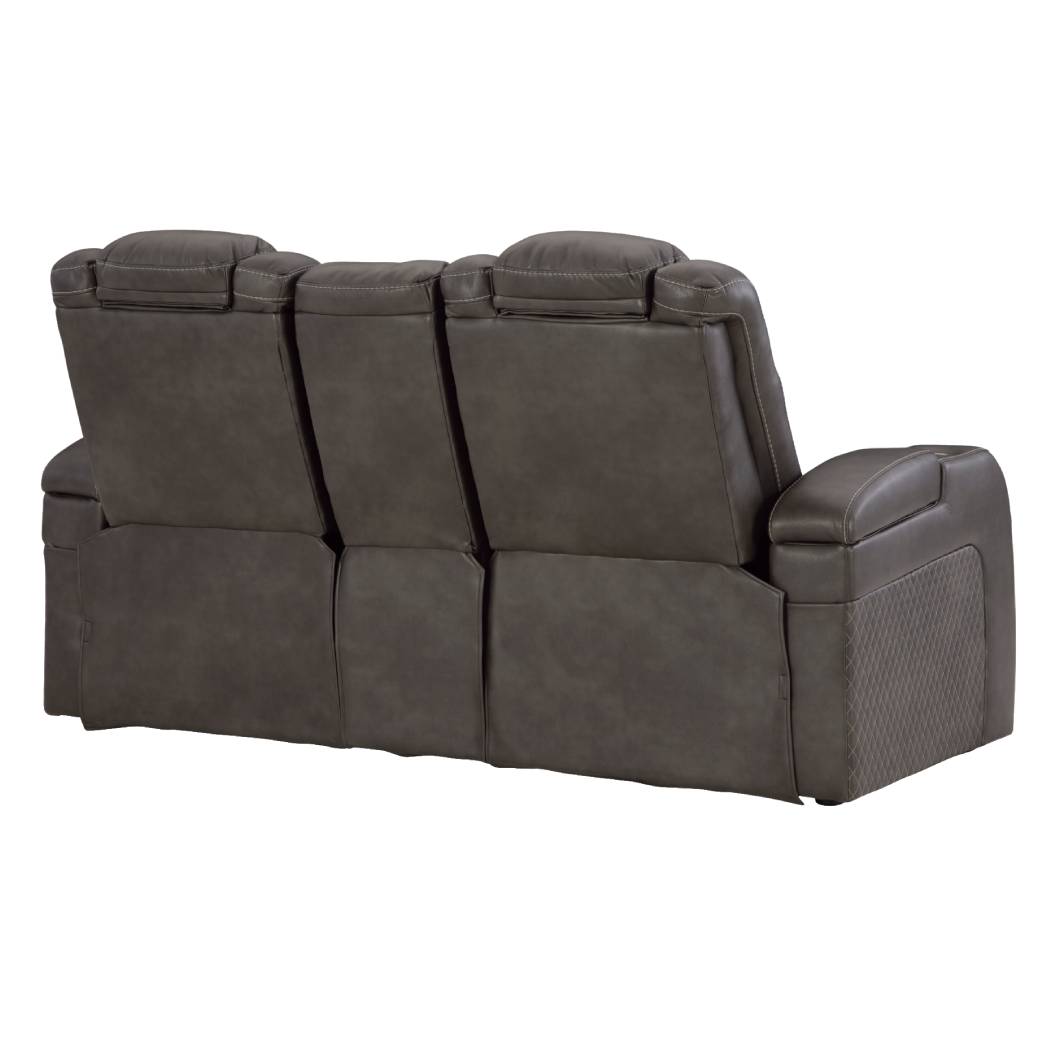 Causeuse aspect cuir gris motorisée avec console - Mountainous