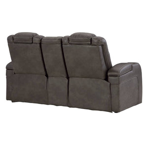 Causeuse aspect cuir gris motorisée avec console - Mountainous