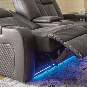 Causeuse aspect cuir gris motorisée avec console - Mountainous