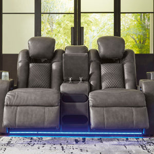 Causeuse aspect cuir gris motorisée avec console - Mountainous