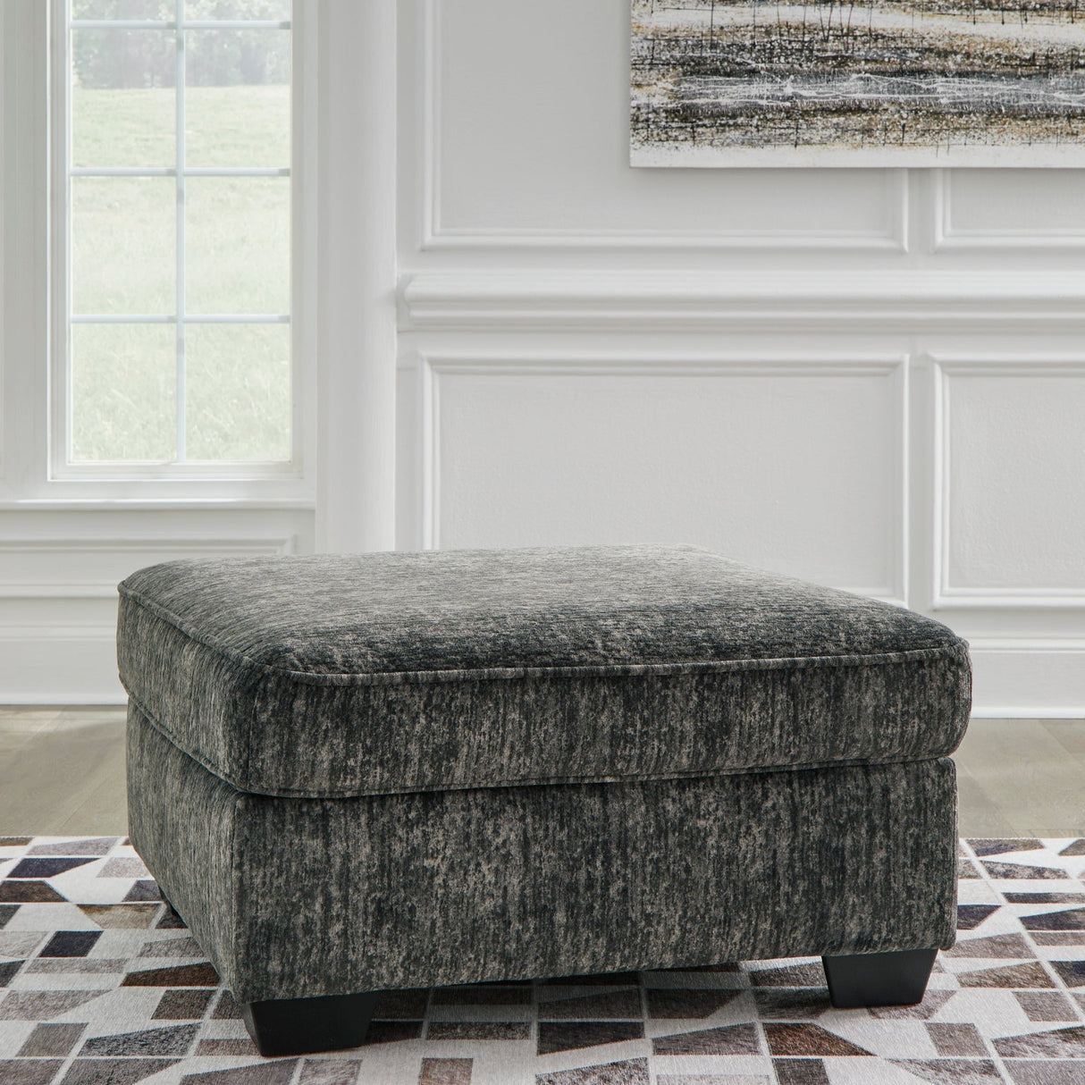 Ottoman surdimensionné Lonoke en tissu gris métal