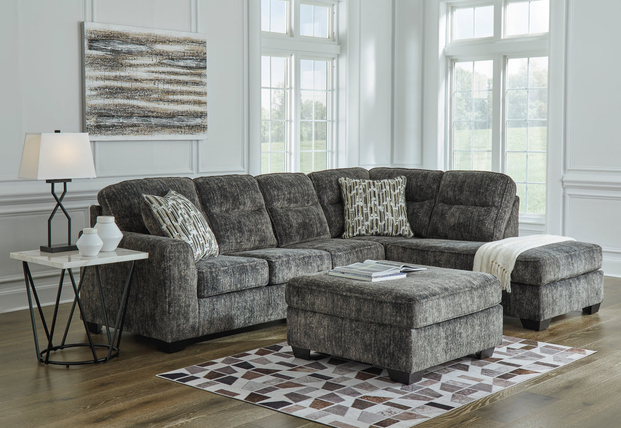 Ottoman surdimensionné Lonoke en tissu gris métal