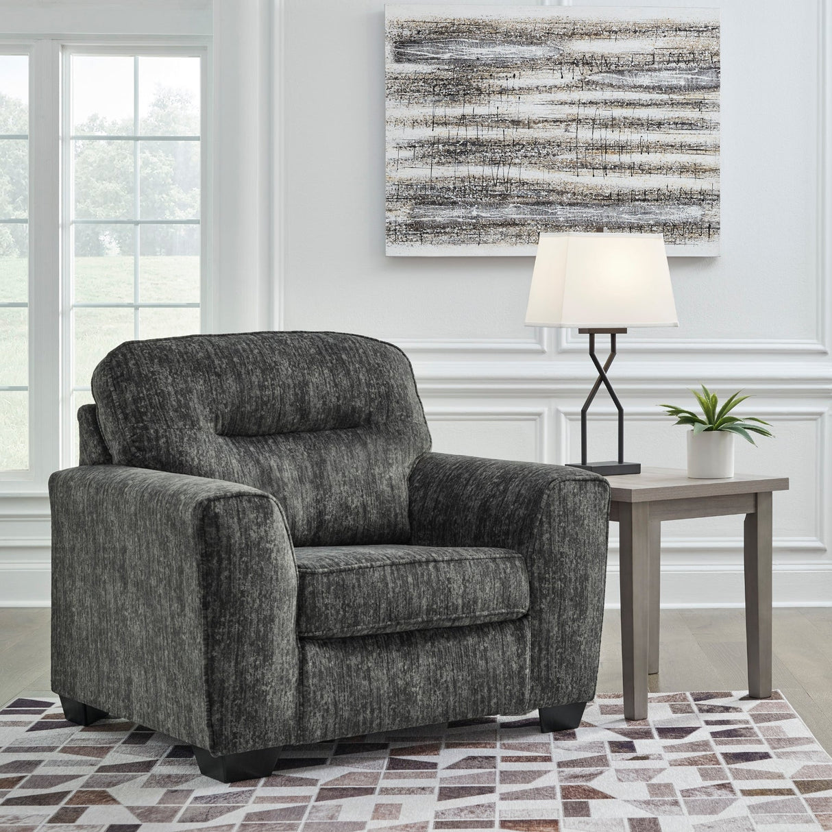 Fauteuil en tissu gris foncé surdimensionné - Lonoke