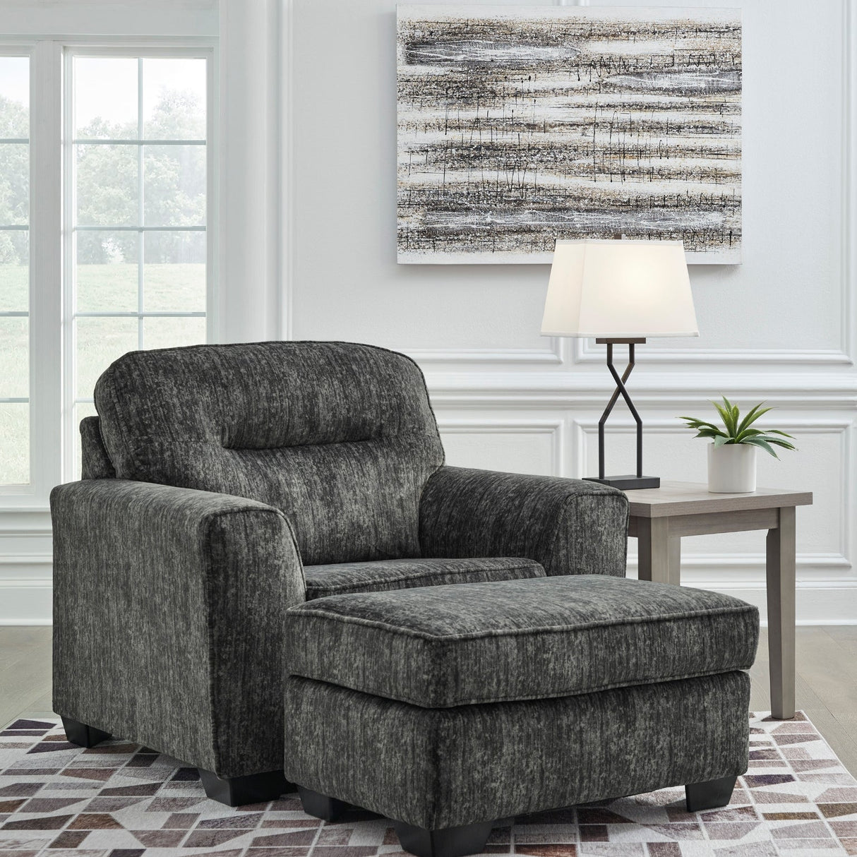 Fauteuil en tissu gris foncé surdimensionné - Lonoke