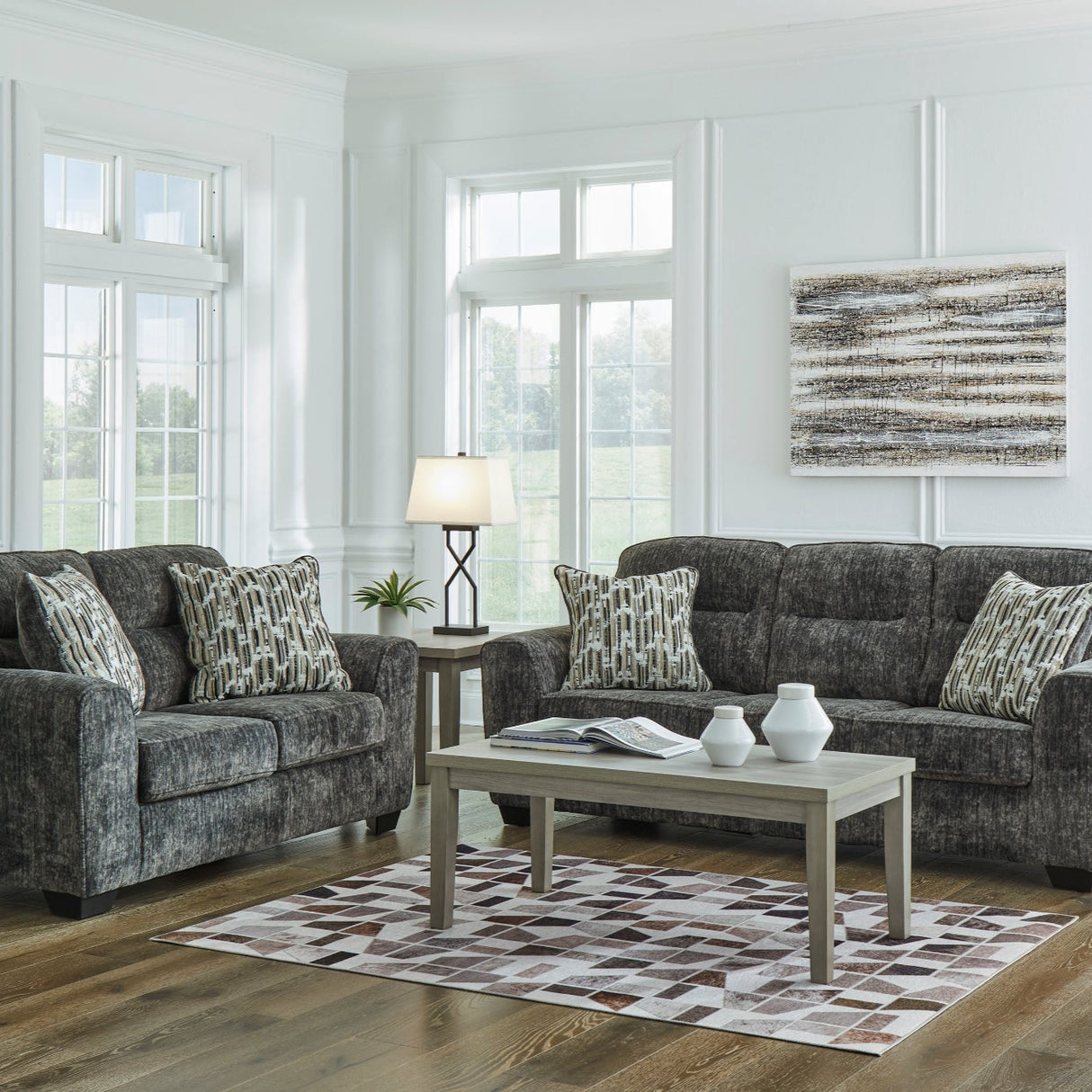 Sofa en tissu avec coussins - Lonoke