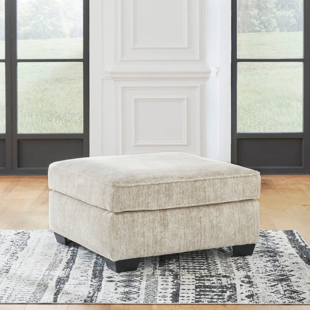 Ottoman surdimensionné Lonoke en tissu beige crème