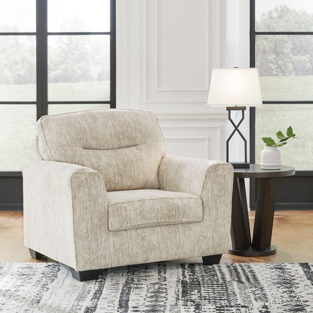 Fauteuil crème en tissu surdimensionné - Lonoke
