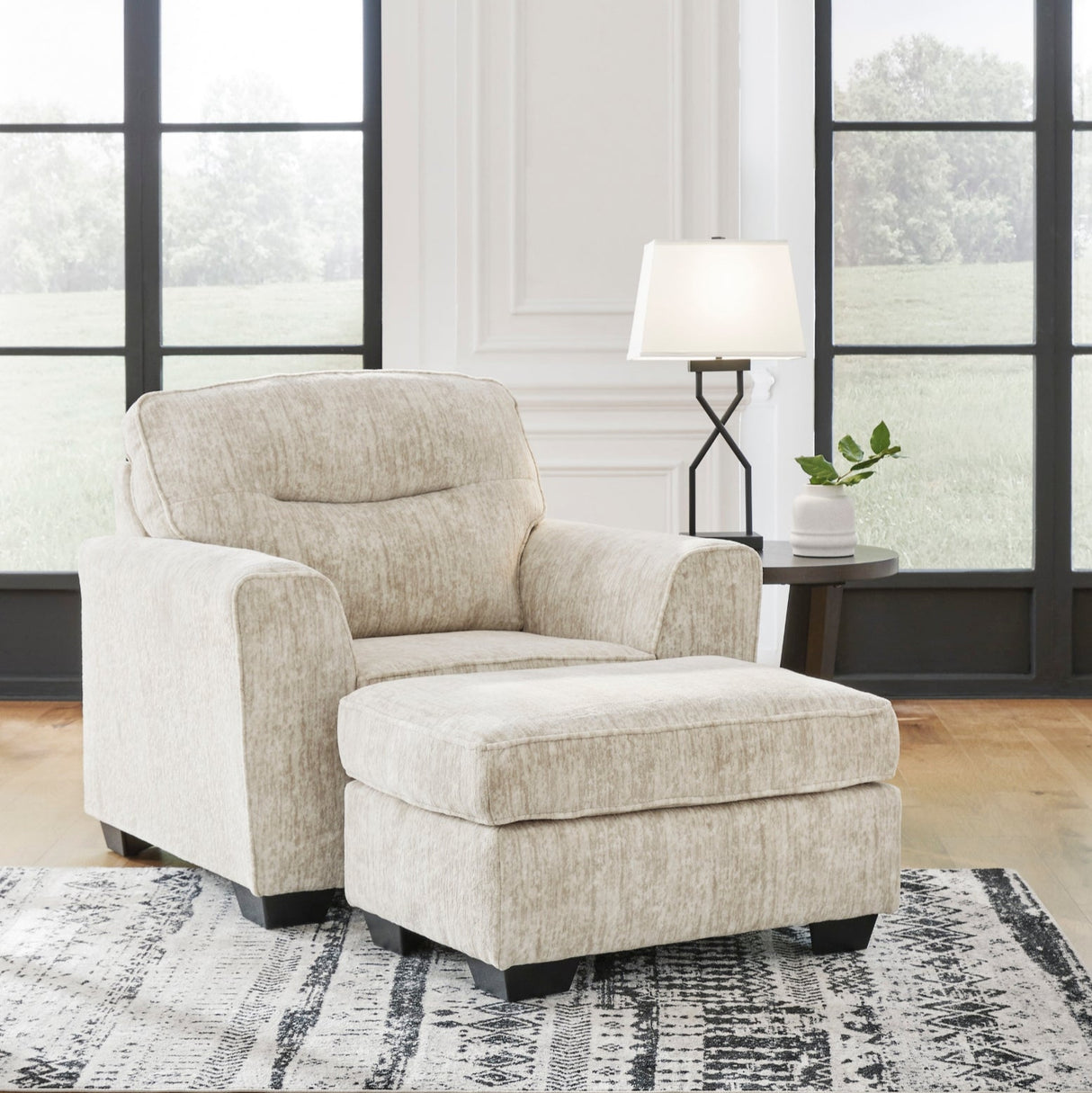 Fauteuil crème en tissu surdimensionné - Lonoke