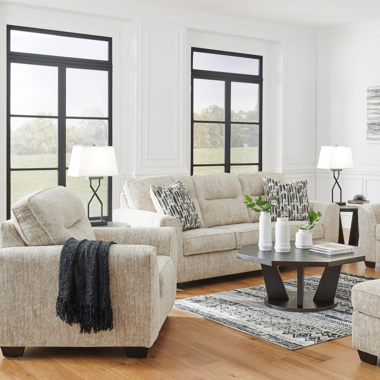 Fauteuil crème en tissu surdimensionné - Lonoke