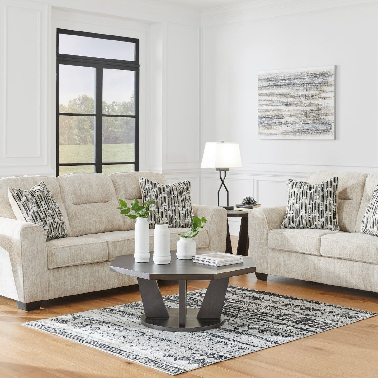 Sofa crème en tissu - Lonoke