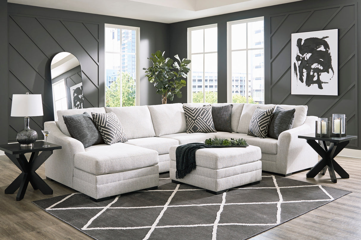 Ottoman surdimensionné Koralynn en tissu gris pâle