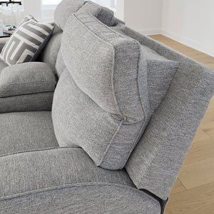 Causeuse grise pâle tissu motorisé avec console - Biscoe