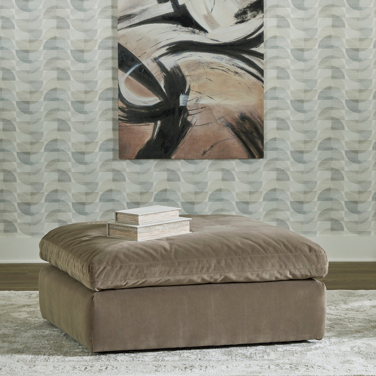 Ottoman surdimensionné Sophie en tissu brun cacao