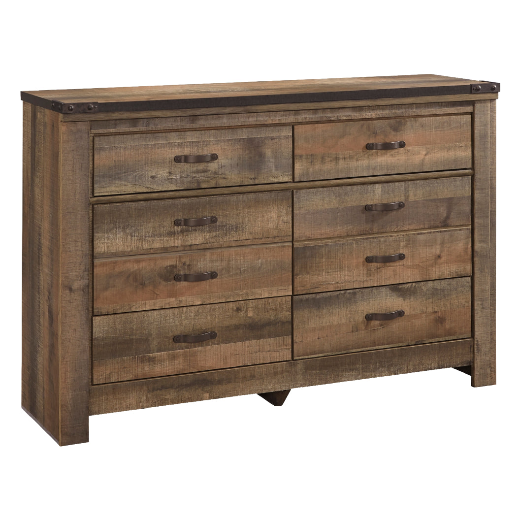 Bureau à 8 tiroirs en bois et placage brun - Trinell