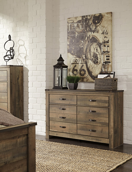 Bureau à 8 tiroirs en bois et placage brun - Trinell