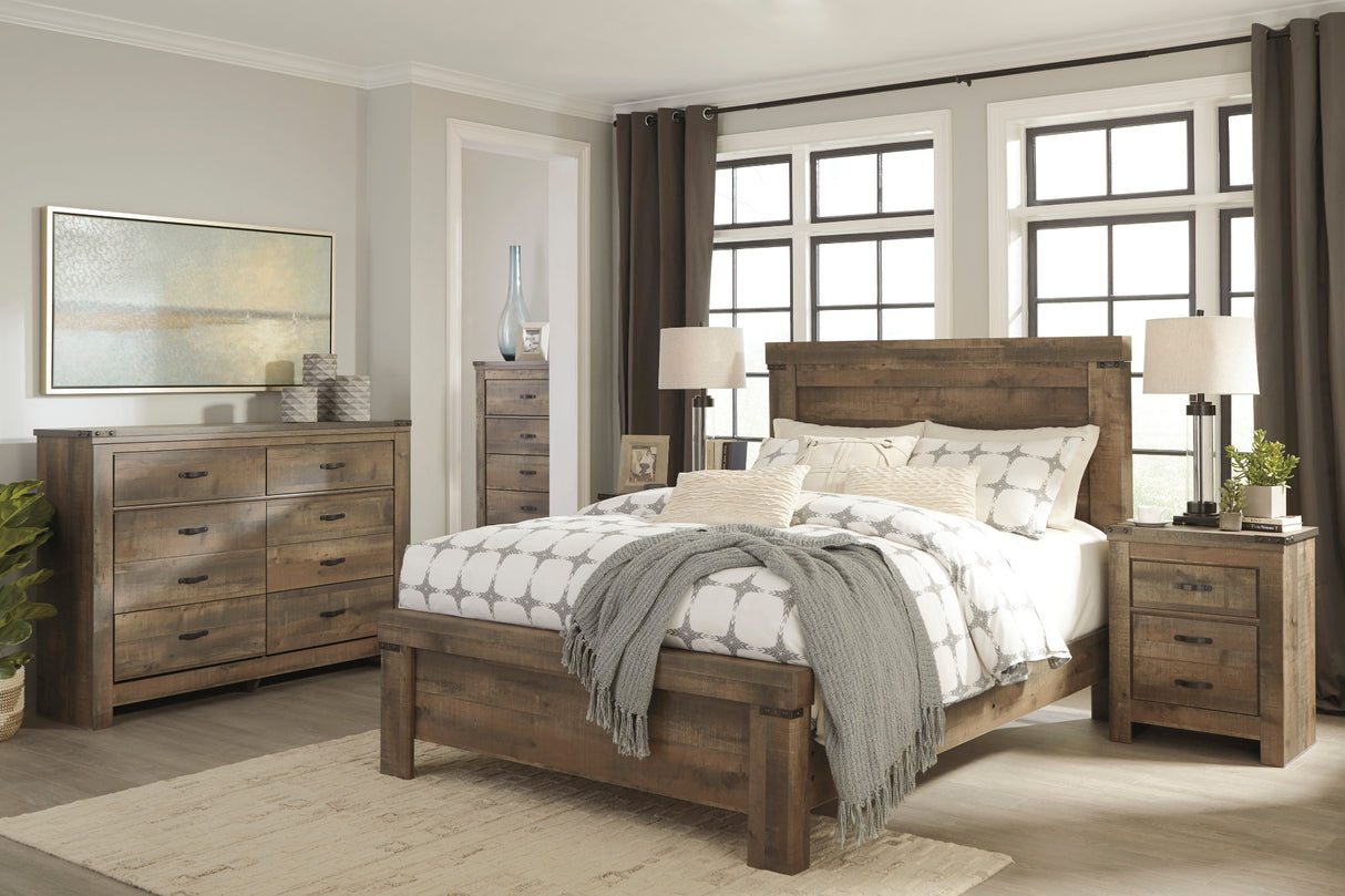 Bureau à 8 tiroirs en bois et placage brun - Trinell