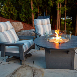 Table extérieure en plastique recyclé avec foyer Crystal Fire Plus - FT02