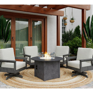 Table extérieure en plastique recyclé avec foyer Crystal Fire Plus - FT02