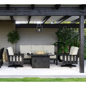 Table extérieure en plastique recyclé avec foyer Crystal Fire Plus - FT01